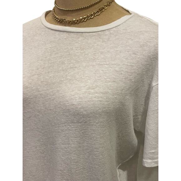 MOTHER White Rowdy Scoop Neck Cotton/Linen Tee T-Shirt Women's size XS - Picture 3 of 10